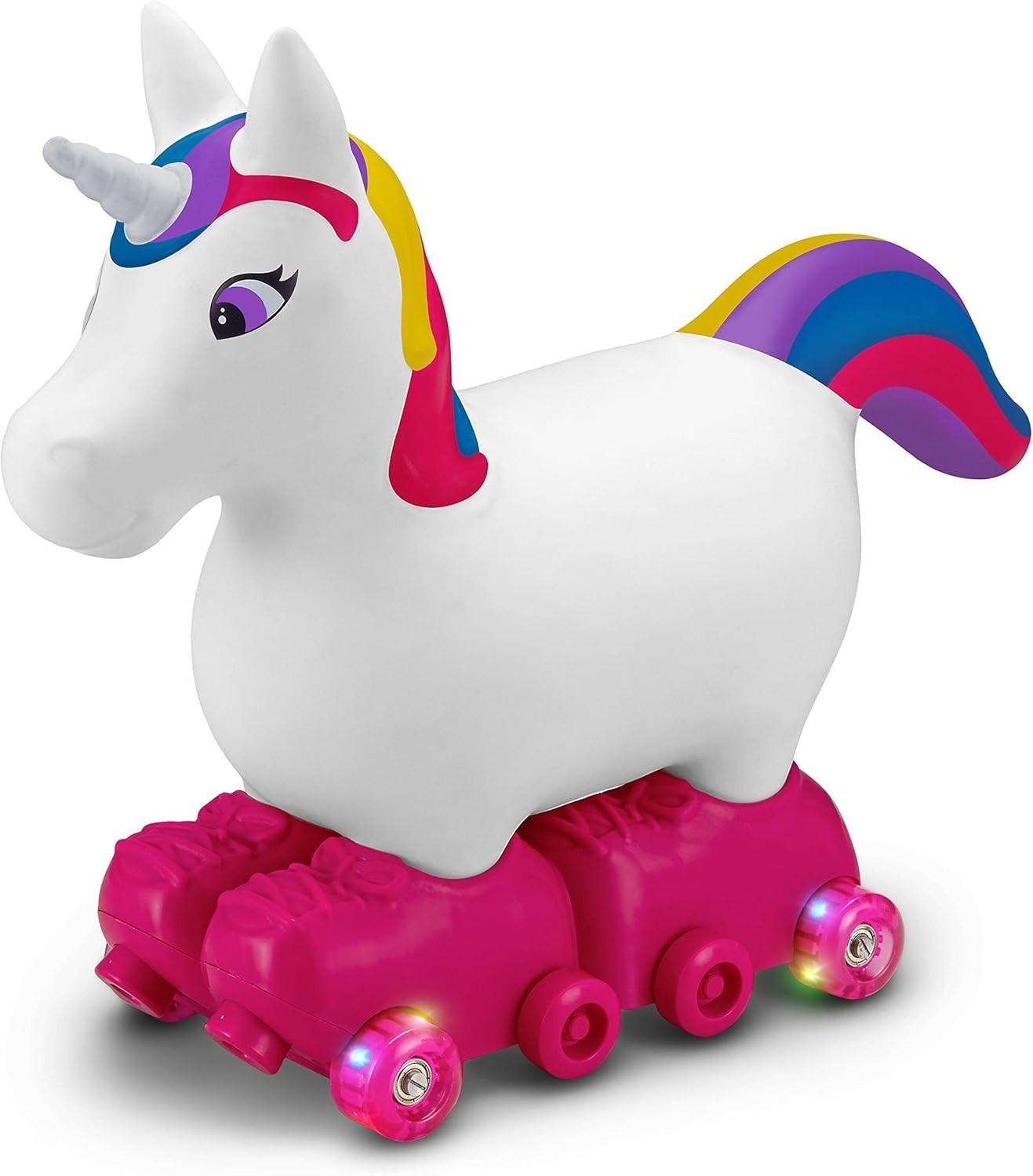 Inflatable Unicorn Ride-On Toy with Light-Up Roller Skates for Toddlers Ages 1-3