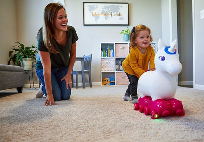 Inflatable Unicorn Ride-On Toy with Light-Up Roller Skates for Toddlers Ages 1-3