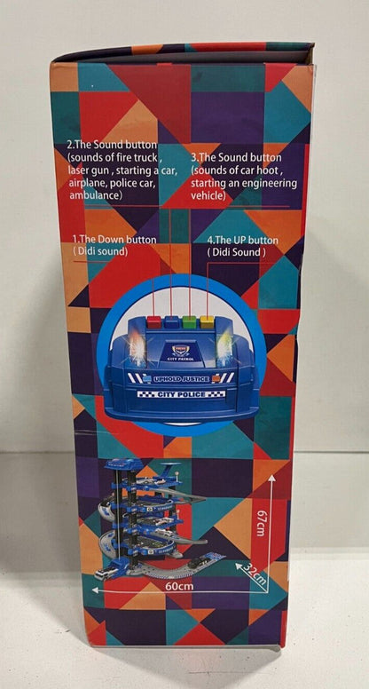 Kids Garage Toy Set with Race Car Ramp and Vehicle Track for Toddlers Age 3+