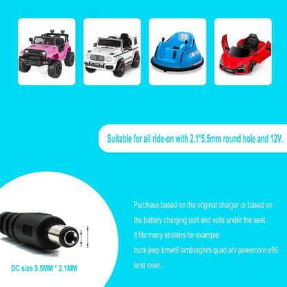 12V Universal Battery Charger for Kids' Ride-On Toys with Safety Certification