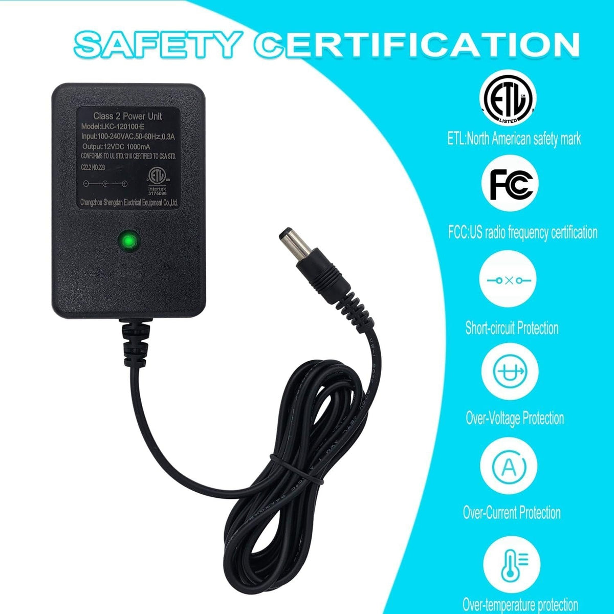 Universal 12V Charger with Safety Features for Ride-On Toys and Bumper Cars