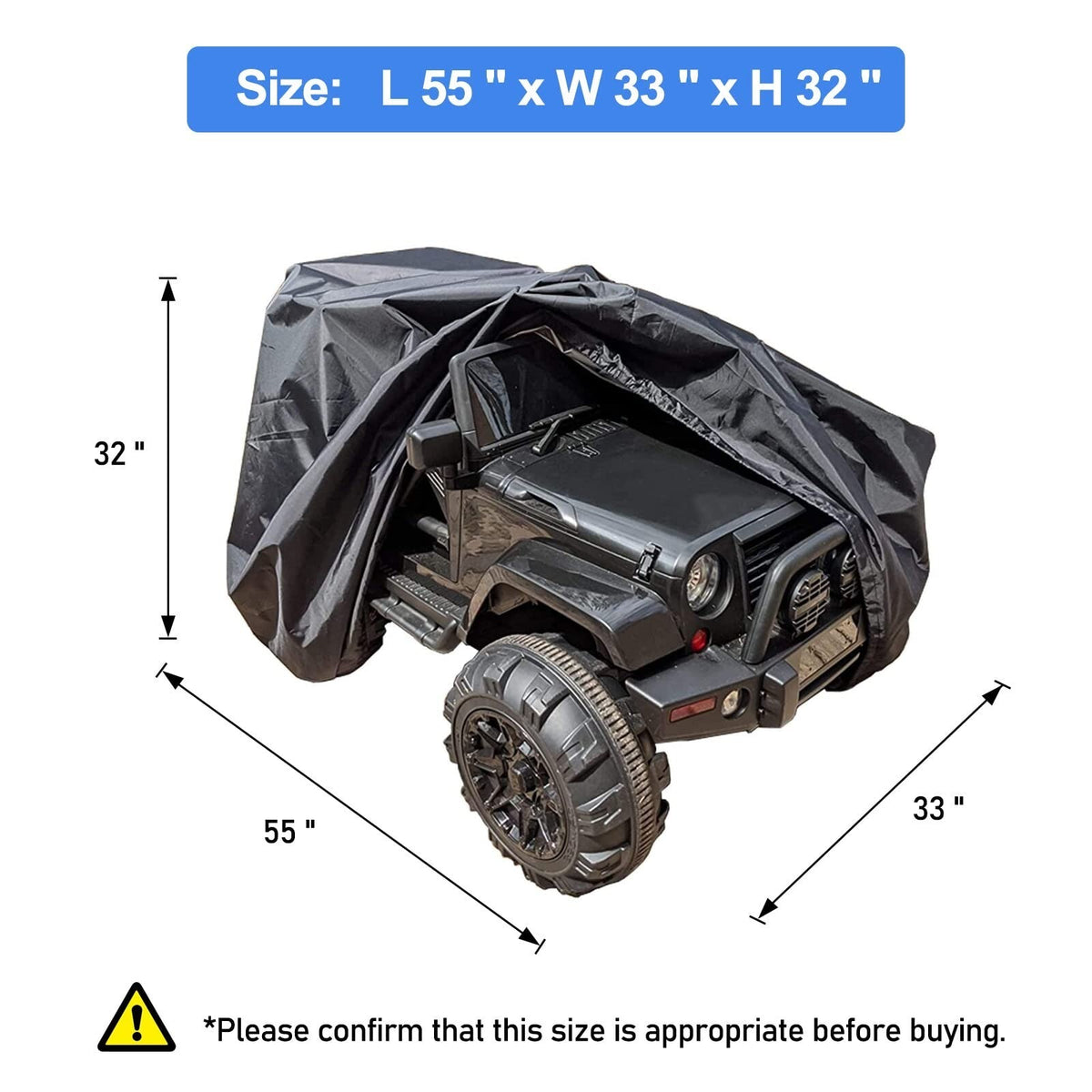 Large Universal Cover for Kids Ride-On Electric Jeep Toy Car and Truck Vehicle