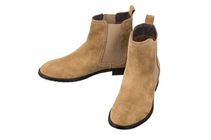 CALTO - K33091 - 2.9 Inches Taller (Khaki Brown) - Suede Chelsea Boot