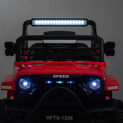 12V Kids Electric Ride-On Car with Power Wheels and LED Lights