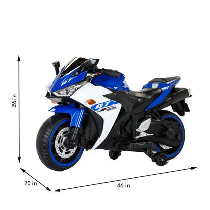 12V Electric Kids Ride-On Dirt Bike with Training Wheels for Children