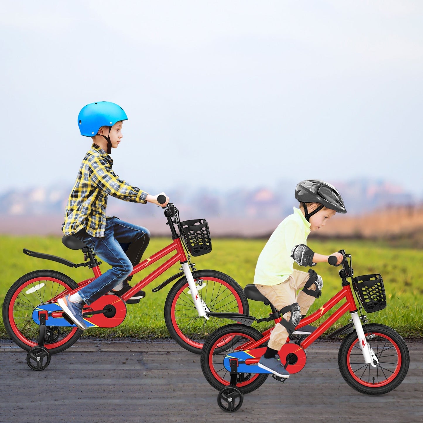 14 Inch Kids Bike Red with Pink Helmet Protective Set