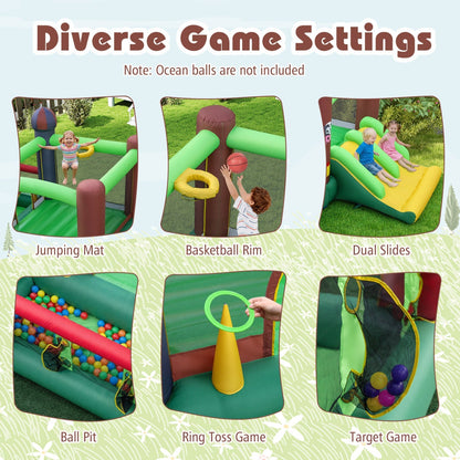 Kids Castle Slide Bouncer with 750W Blower and Dual Slides