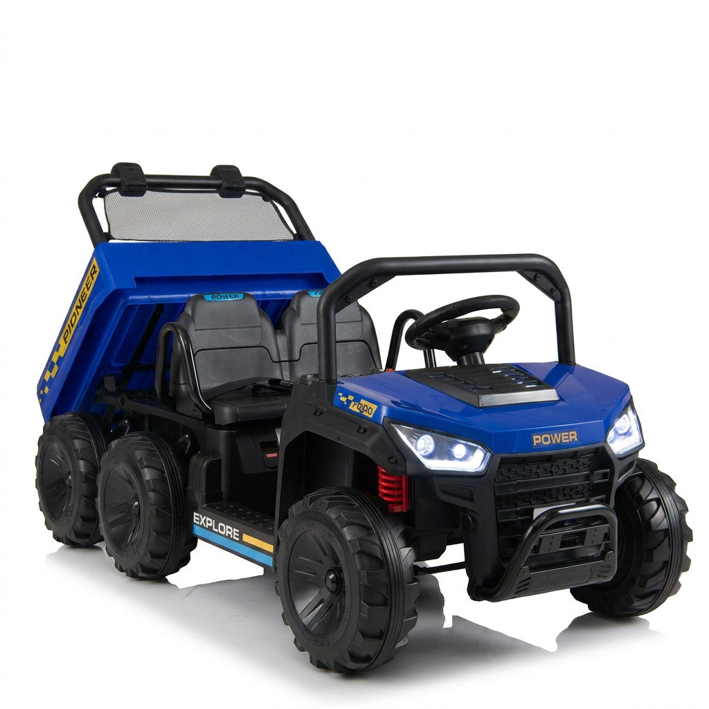 24V Kids Ride-On Dump Truck with Electric Dump Bed 2-Seater