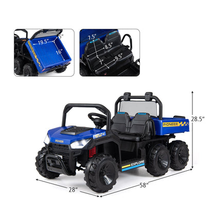 24V Kids Ride-On Dump Truck with Electric Dump Bed 2-Seater