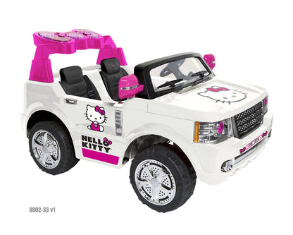 12V Pink Hello Kitty Ride-On SUV with Auto Shut-Off and Circle Charger, Music Enabled