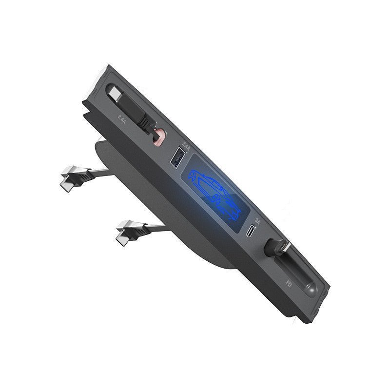 Center Console USB Hub for Model 3/Y | Retractable Cable | LED Light | 3 Configs