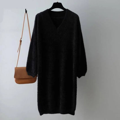 V-Neck Sweater Dress
