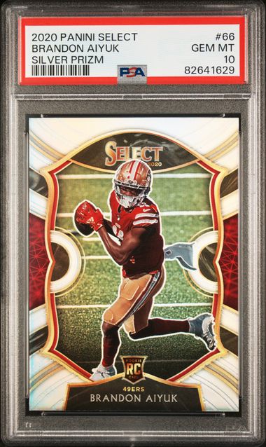 Graded 2020 Panini Select Brandon Aiyuk #66 Silver Prizm Rookie RC Football Card PSA 10 Gem Mint