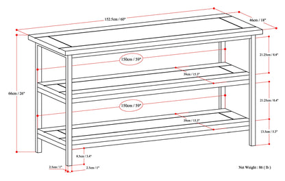 Skyler 60 Inch Wide Solid Mango Wood TV Stand in Dark