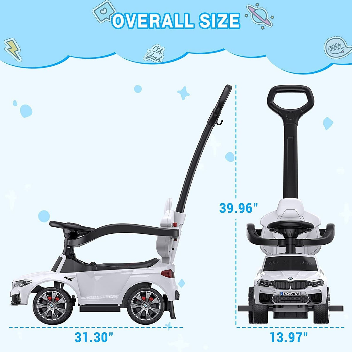 Versatile 4-in-1 Push Cars for Toddlers with LED Lights and Music
