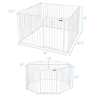 Versatile 8-Panel Metal Play Yard and Pet Barrier with Adjustable Wall Mount