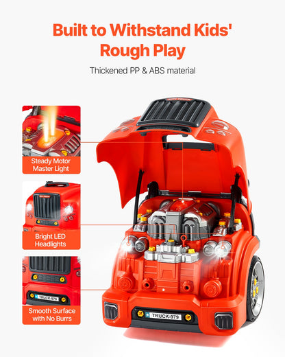 Kids Mechanical Car Repair Toy Set with Removable Engine Parts, Red