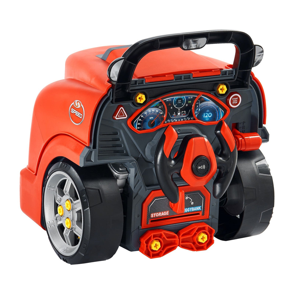Kids Mechanical Car Repair Toy Set with Removable Engine Parts, Red