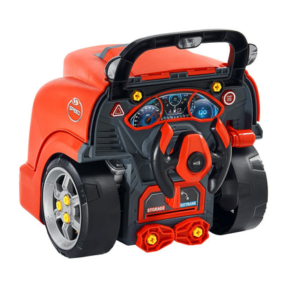Kids Mechanical Car Repair Toy Set with Removable Engine Parts, Red