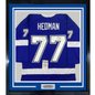 Framed Autographed/Signed Victor Hedman 35x39 Tampa Bay Blue Hockey Jersey JSA COA