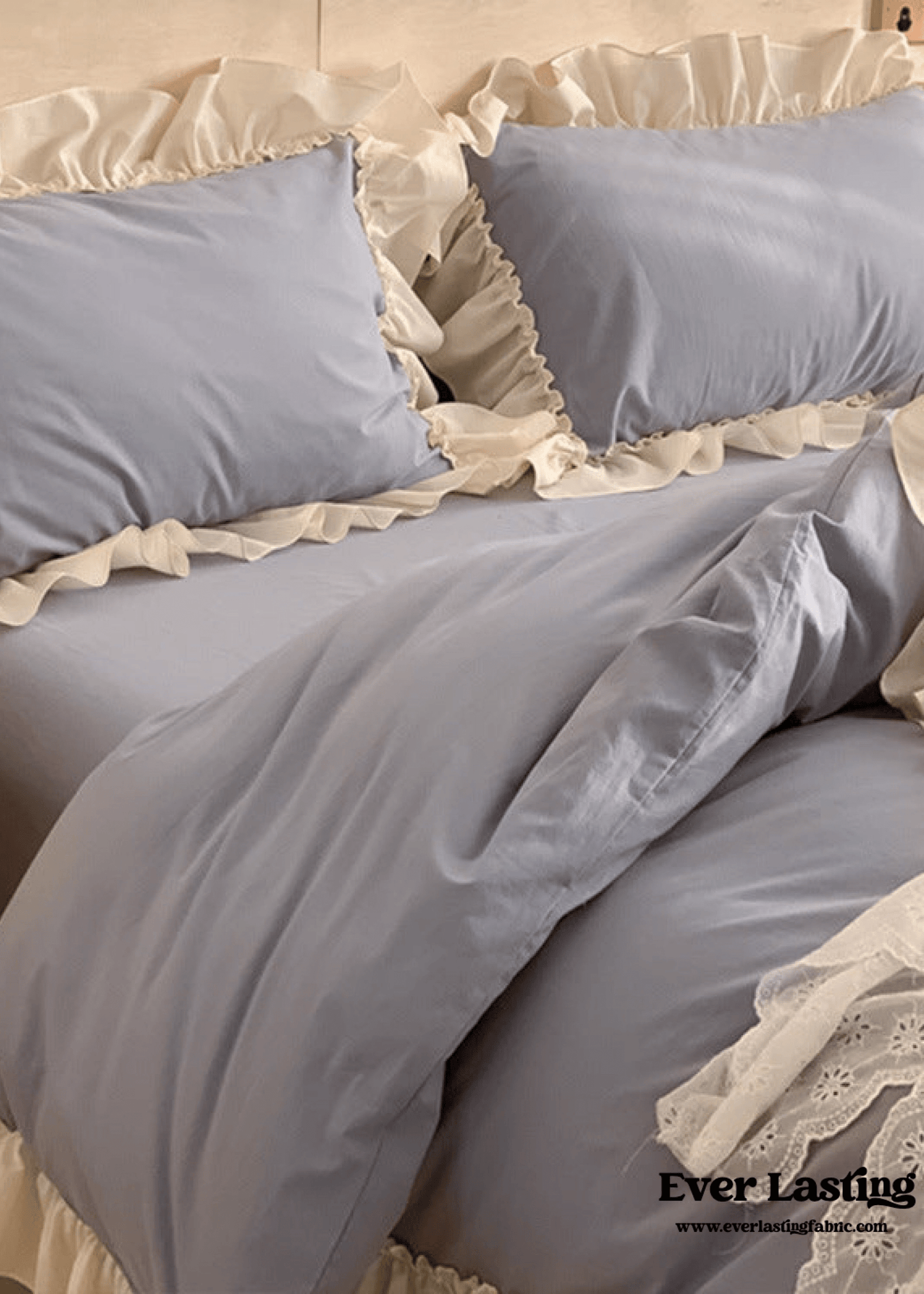 Vintage Earth Tone Large Ruffle Bedding Set / Pink