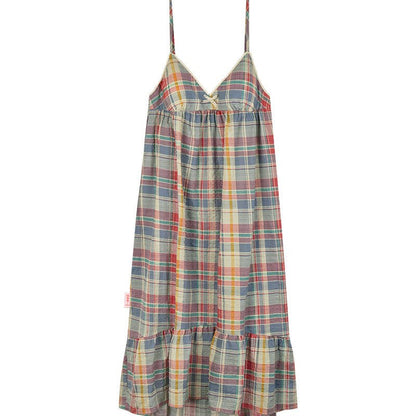 Vintage Inspired Plaid Tank Shorts Pajama Set