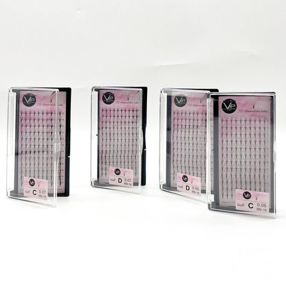 VIP 7D Sandwich Fan Lashes 0.05mm 12 Lines, C Mix / D Mix, Regular and Large Trays