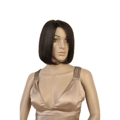 VIP Extensions Dark Brown Straight Bob Virgin Human Hair Full Lace Wig, Majestic Style