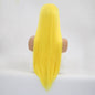 VIP Extensions Bright Yellow Straight Synthetic Lace Front Wig, 24", Color 2014 (28)