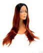 VIP Extensions Off Black to Dark Auburn Wavy Synthetic Lace Front Wig, 24", Color 1B/33 (17)