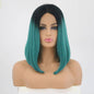 VIP Extensions Off Black to Teal Straight Bob Synthetic Lace Front Wig, 14", Color T1B/DB (81)
