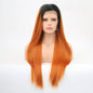 VIP Extensions Off Black to Bright Orange Straight Synthetic Lace Front Wig, 24", Color T1B/2738 (68)