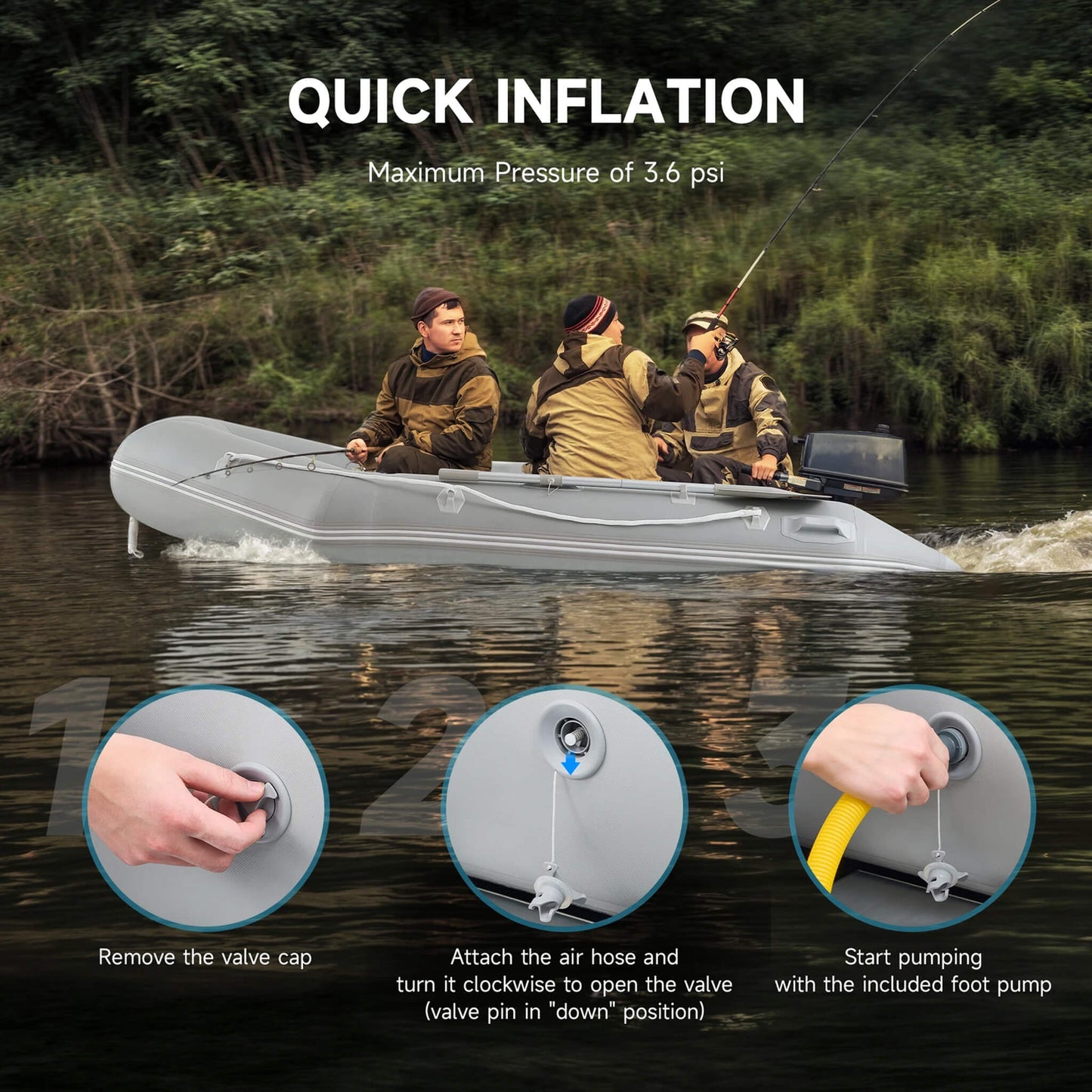 Virtue US 10FT 4-Person Heavy-Duty Inflatable Dinghy Transom Sport Tender Boat (SAK98153)