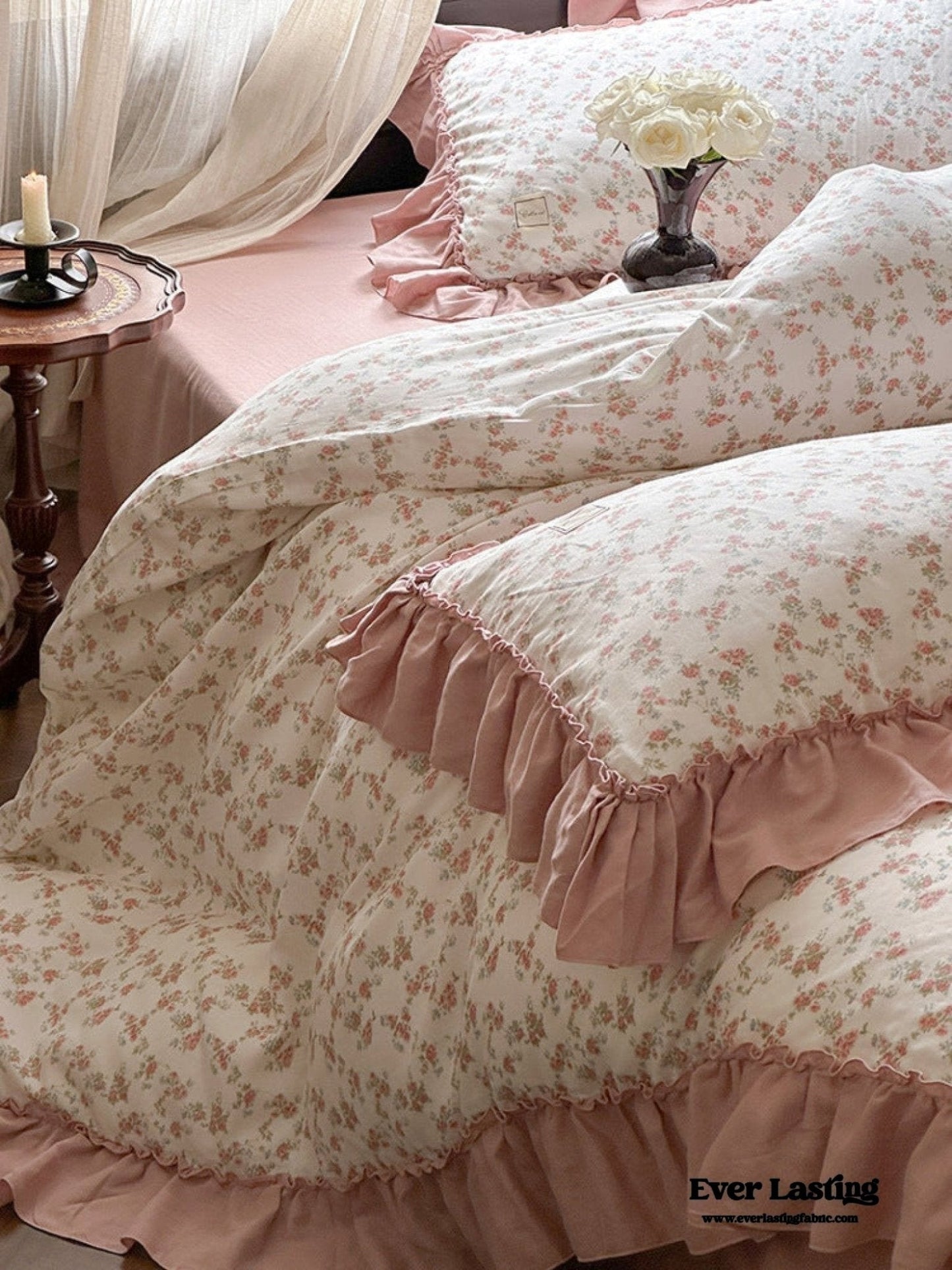 Vivienne Floral Double Gauze Bedding Set / Blue Ocean