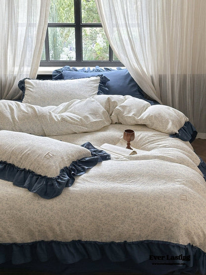 Vivienne Floral Double Gauze Bedding Set / Blue Ocean