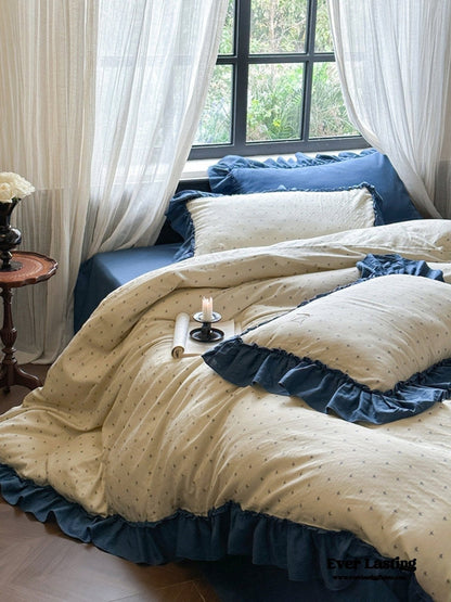 Vivienne Floral Double Gauze Bedding Set / Blue Ocean