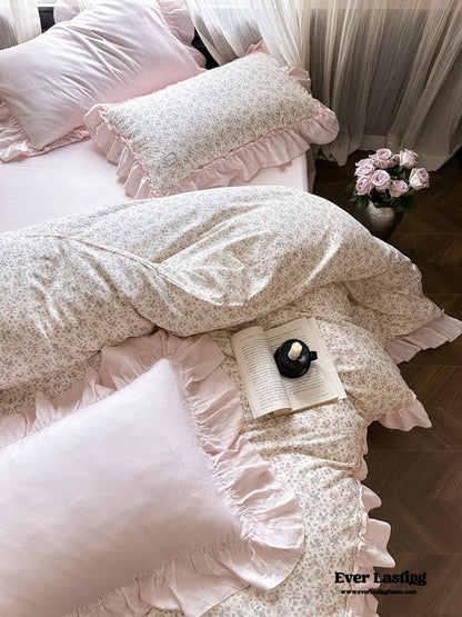 Vivienne Floral Double Gauze Bedding Set / Blue Ocean