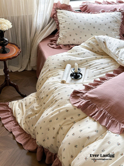 Vivienne Floral Double Gauze Bedding Set / Blue Ocean