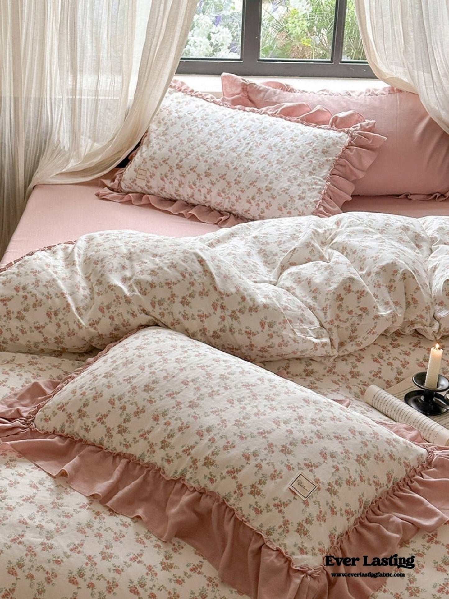 Vivienne Floral Double Gauze Bedding Set / Blue Ocean