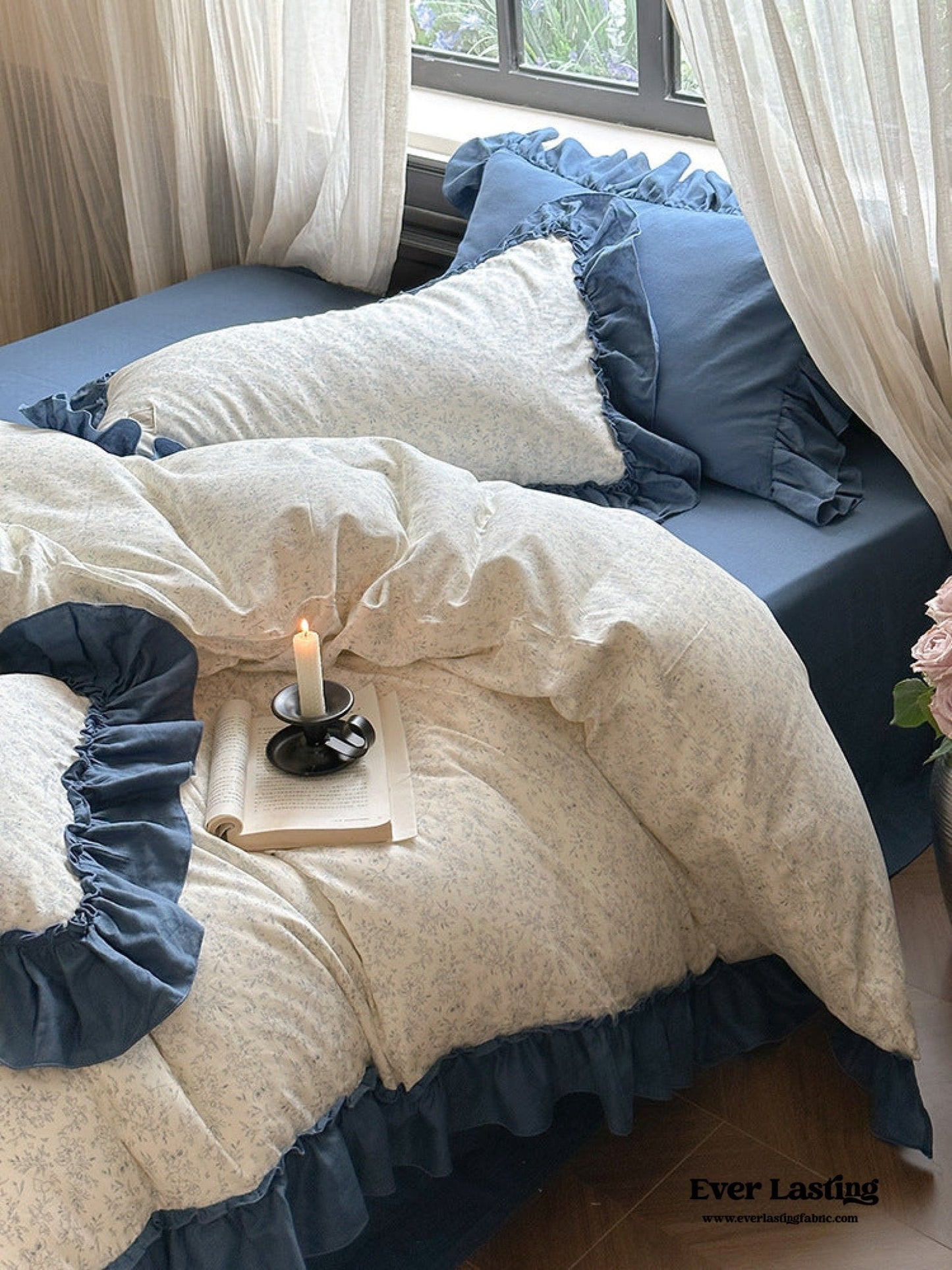 Vivienne Floral Double Gauze Bedding Set / Blush Pink