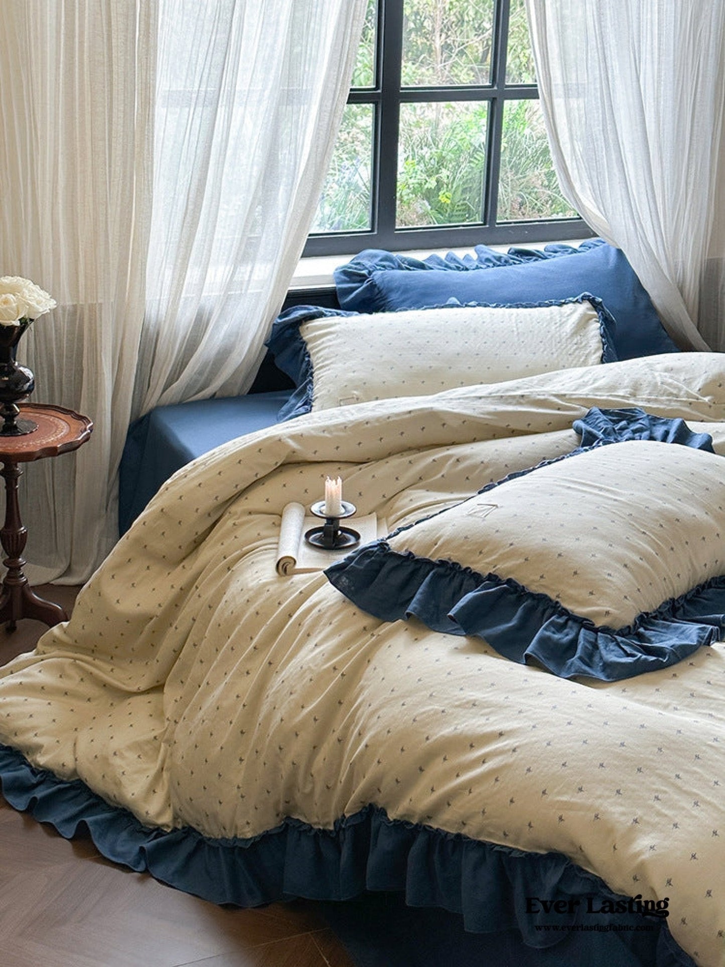 Vivienne Floral Double Gauze Bedding Set / Blush Pink