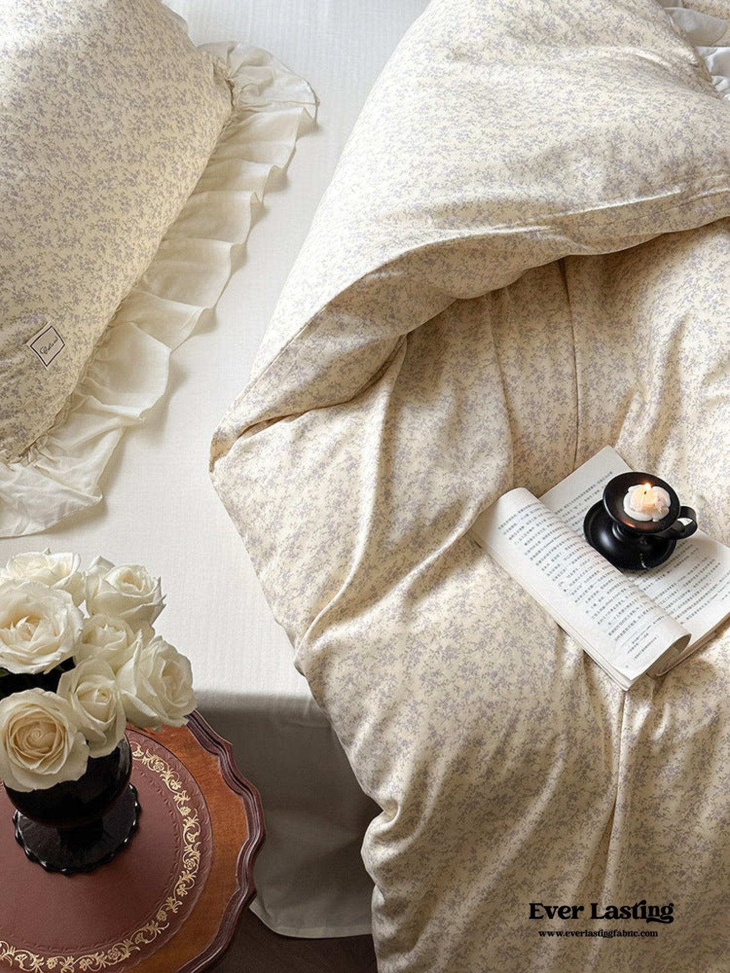 Vivienne Floral Double Gauze Bedding Set / Blush Pink