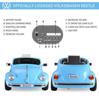 Volkswagen Beetle Kids Ride On Car with Extra Wide Tires - Perfect for Outdoor Play!