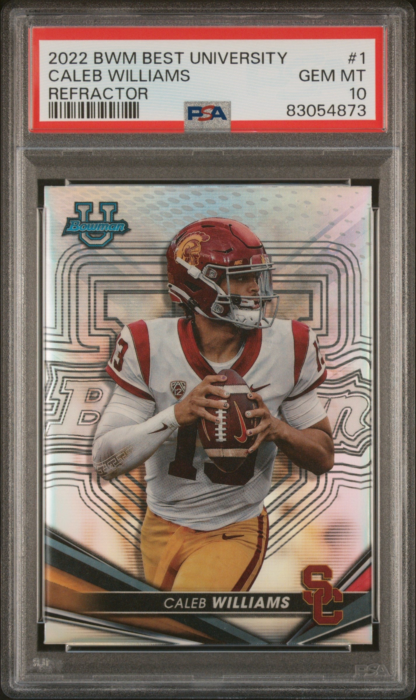 Graded 2022 Topps Bowmans Best University Caleb Williams #1 Refractor Rookie RC Football Card PSA 10 Gem Mint
