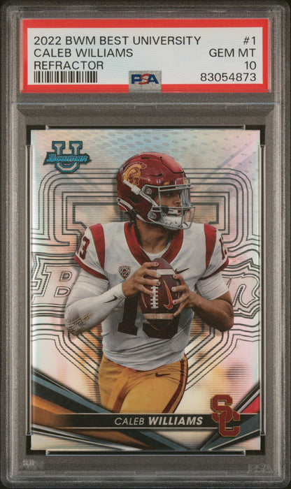 Graded 2022 Topps Bowmans Best University Caleb Williams #1 Refractor Rookie RC Football Card PSA 10 Gem Mint
