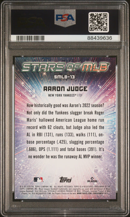 Graded 2024 Topps Aaron Judge #SMLB13 Stars of MLB Red /75 Baseball Card PSA 10 Gem Mint