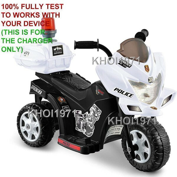 AC Wall Charger Adapter for Kid Motorz Little Police Patrol Ride-On Motorcycle
