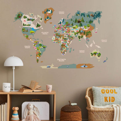 Kid's Wall Map Khaki