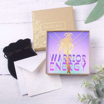 Warrior Sun and Moon Pendants Necklace Set
