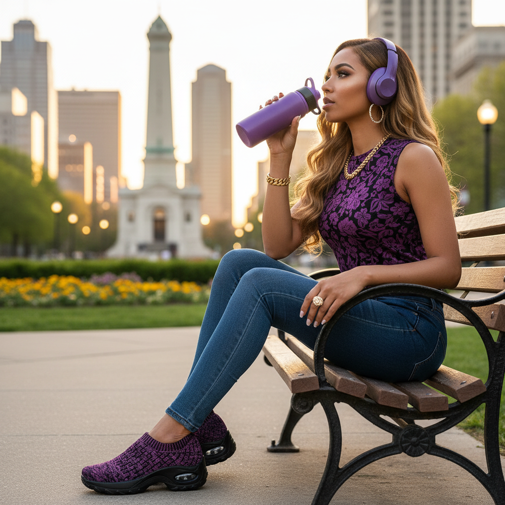 Air Cushion Sport Shoe | Dark Purple Comfortable Full-Support Insole Athletic Sneaker